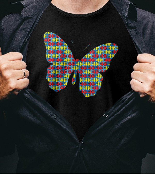 Butterfly Autism Awareness Puzzle T-Shirt