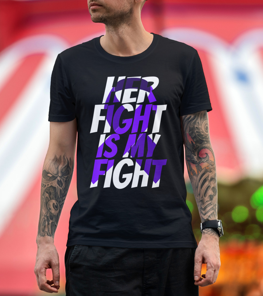 Her Fight Is My Fight Epilepsy Ribbon Epilepsy Disorder Awareness T-Shirt