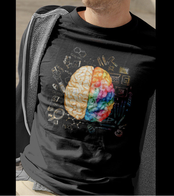 Colorful Brain Science Chemistry Art Creative Cool T-Shirt