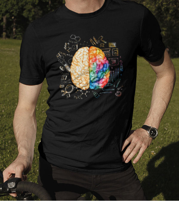 Colorful Brain Science Chemistry Art Creative Cool T-Shirt