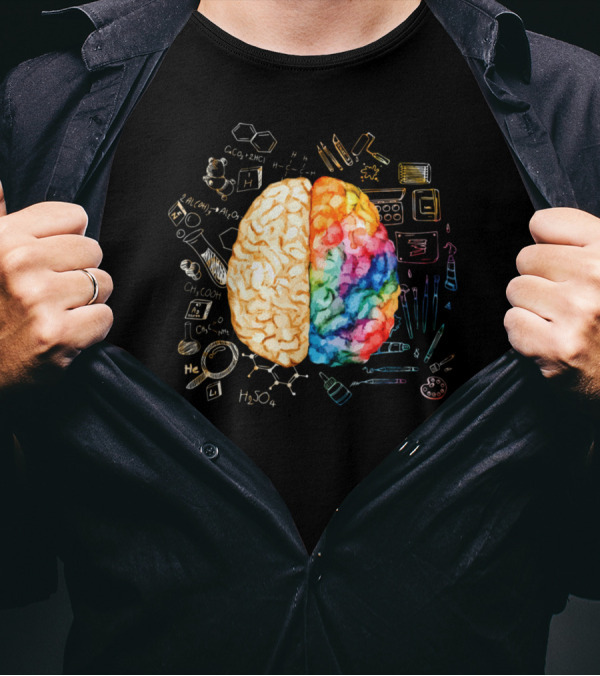 Colorful Brain Science Chemistry Art Creative Cool T-Shirt