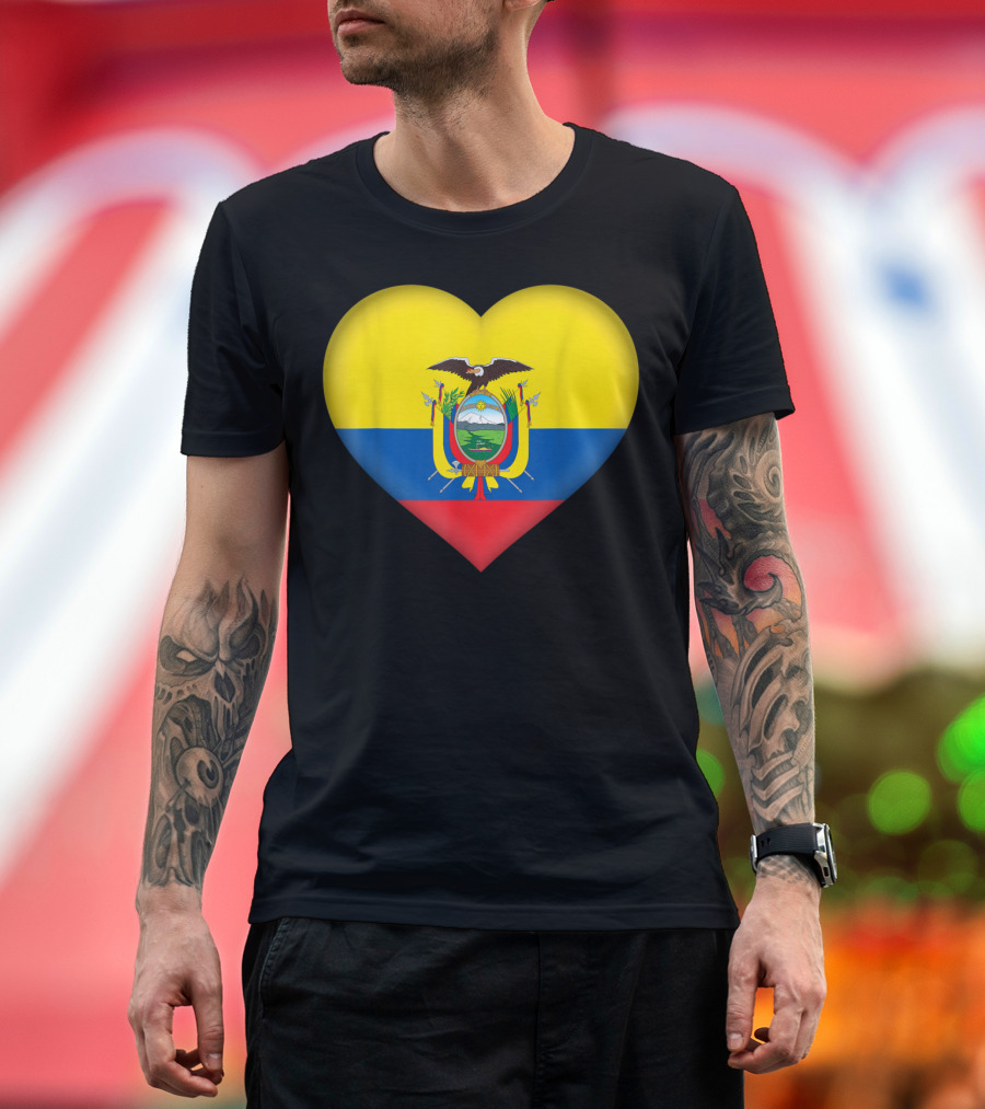I Love Ecuador Heart Ecuadorian Flag Emblem T-Shirt