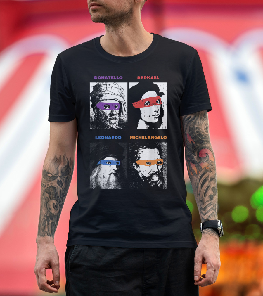 Donatello Raphael Leonardo Michelangelo Renaissance Ninja Masks Pop Humor T-Shirt