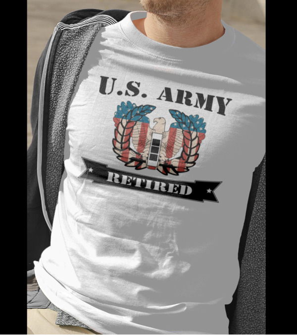 US Army Retired Eagle Emblem Stars Stripes CW3 T-Shirt