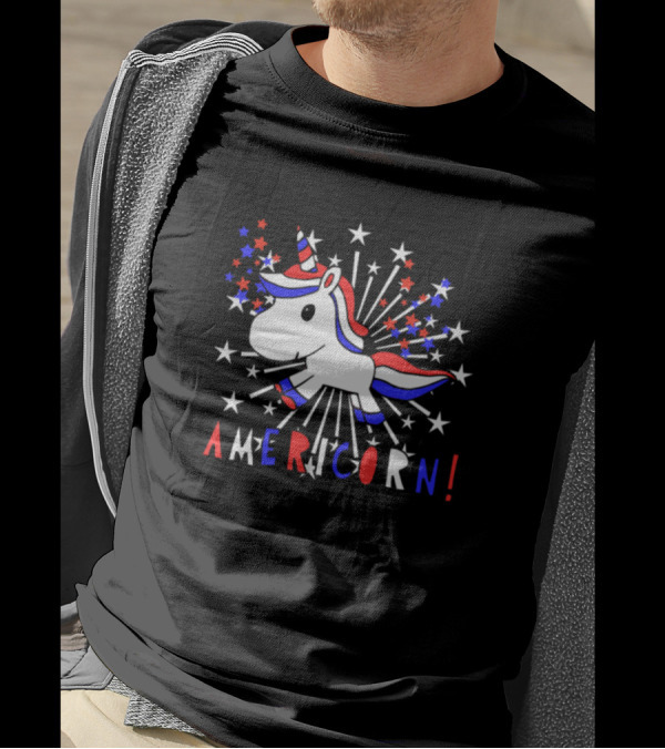 4Th Of July Americorn Unicorn Stars Red White Blue T-Shirt