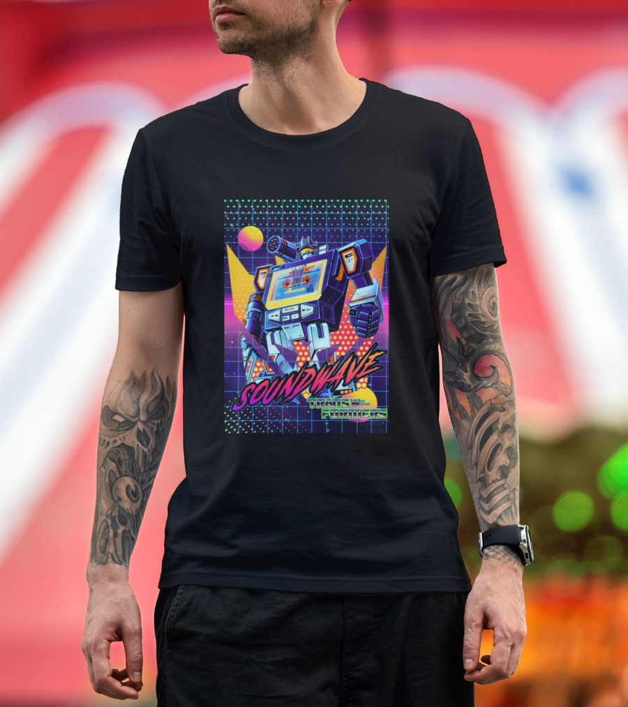 Soundwave Transformers 80s Retro Neon T-Shirt
