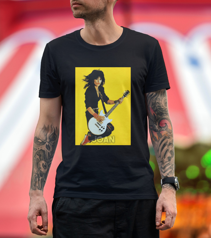 Joan Guitar Rock Music Legend Yellow Background T-Shirt