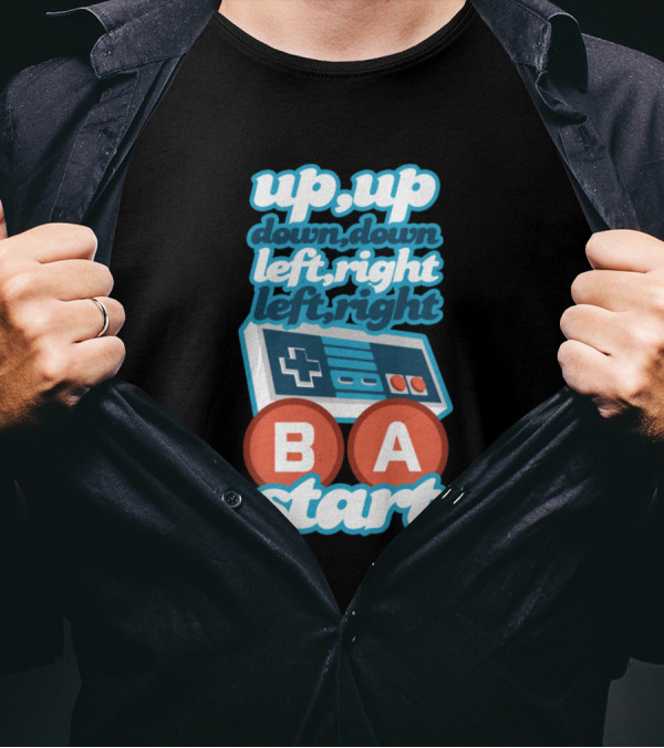 Up Up Down Down Left Right Left Right B A Start Code Controller T-Shirt