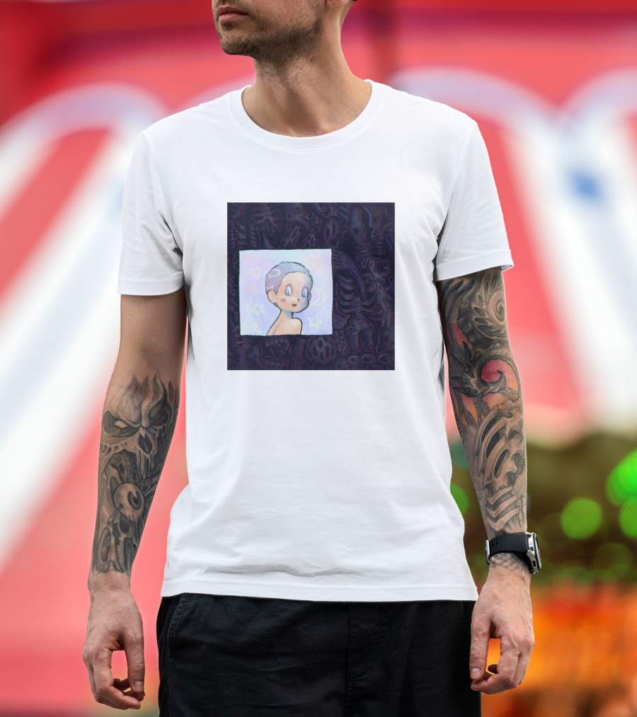 Cute Character in Pastel Window with Dark Surreal Background T-Shirt
