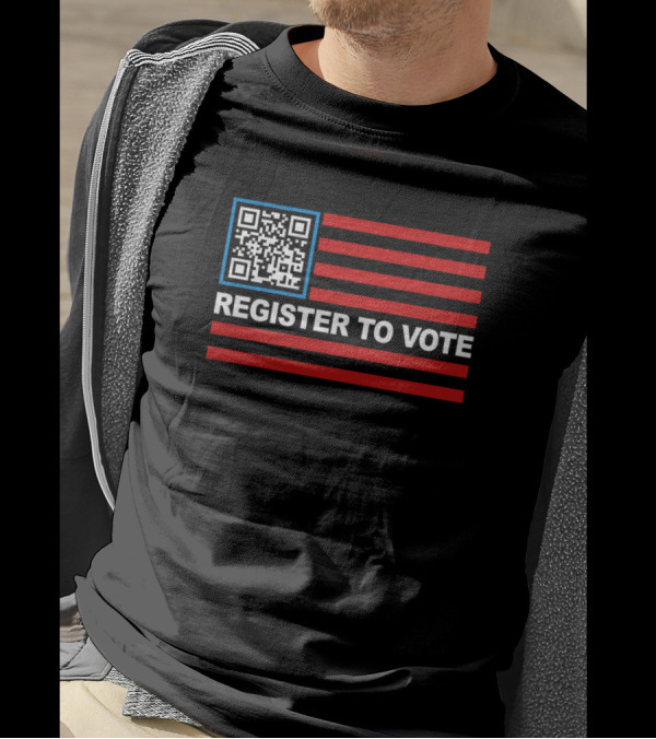 Register To Vote American Flag QR Code T-Shirt