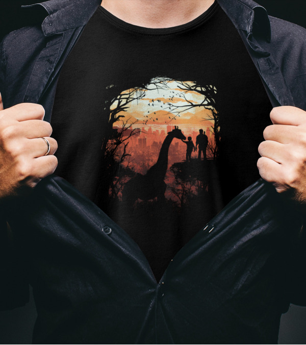 The Last Of Us Silhouette Scene With Giraffe And City Skyline T-Shirt