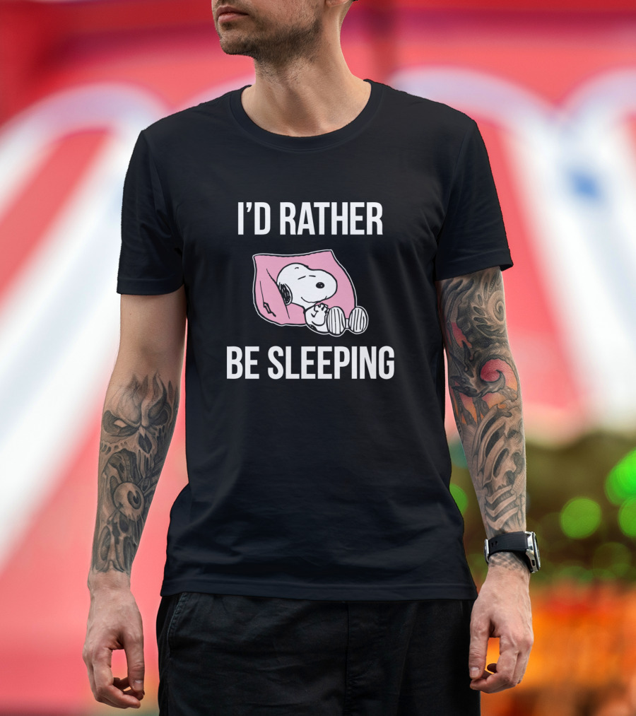 I'd Rather Be Sleeping Snoopy Relaxing on Pillow T-Shirt