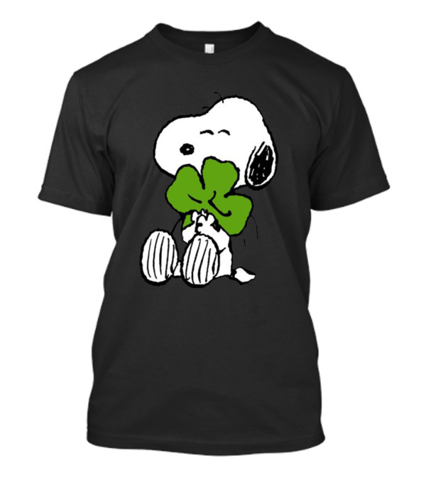 Peanuts Snoopy Hugging Green Shamrock T-Shirt