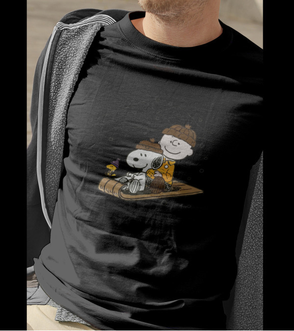 Snoopy And Charlie Brown Winter Sledding Adventure T-Shirt