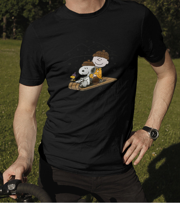 Snoopy And Charlie Brown Winter Sledding Adventure T-Shirt