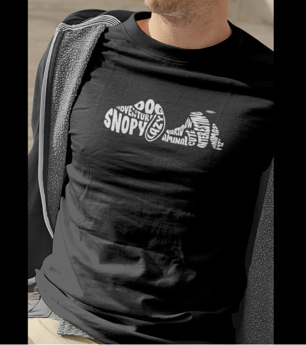 Snoopy Dog Calligram Cartoon Adventure Animal Crazy Interesting T-Shirt