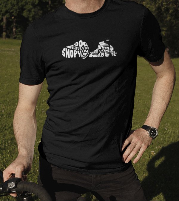 Snoopy Dog Calligram Cartoon Adventure Animal Crazy Interesting T-Shirt