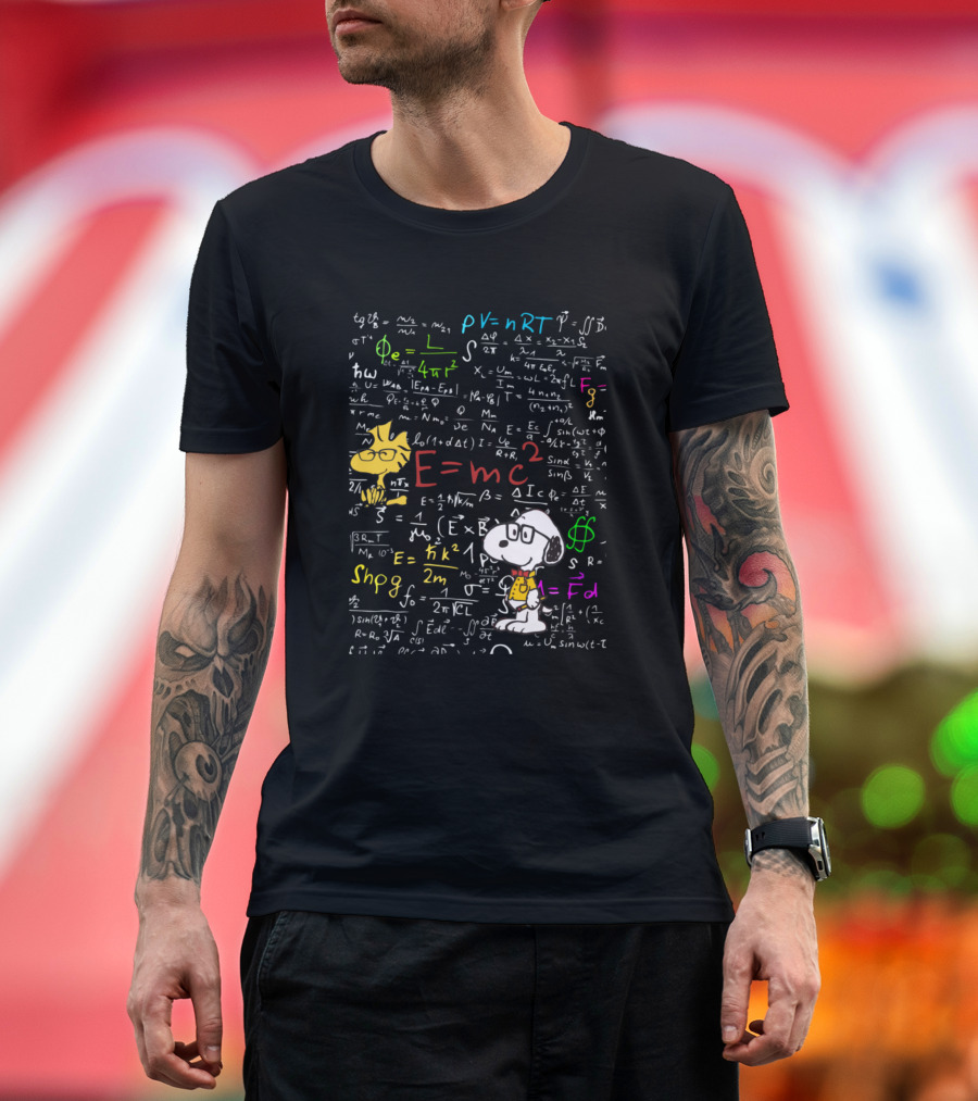 Snoopy Woodstock Talk Nerdy To Me Chalkboard Math Equations T-Shirt