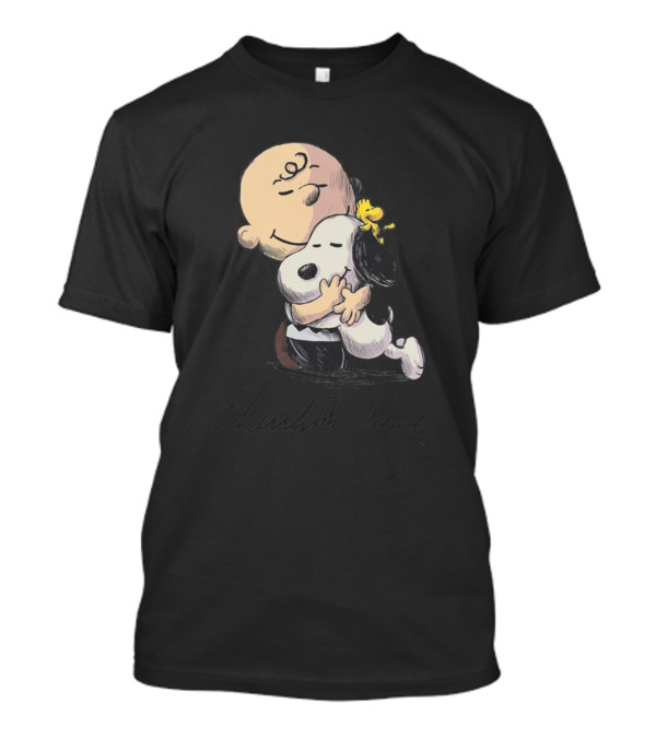 Charlie Brown Hugging Snoopy Woodstock Signature Charlie Brown Snoopy T-Shirt