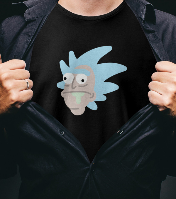 Derpy Rick Face Rick And Morty Iconic Blue Hair Silly Expression T-Shirt