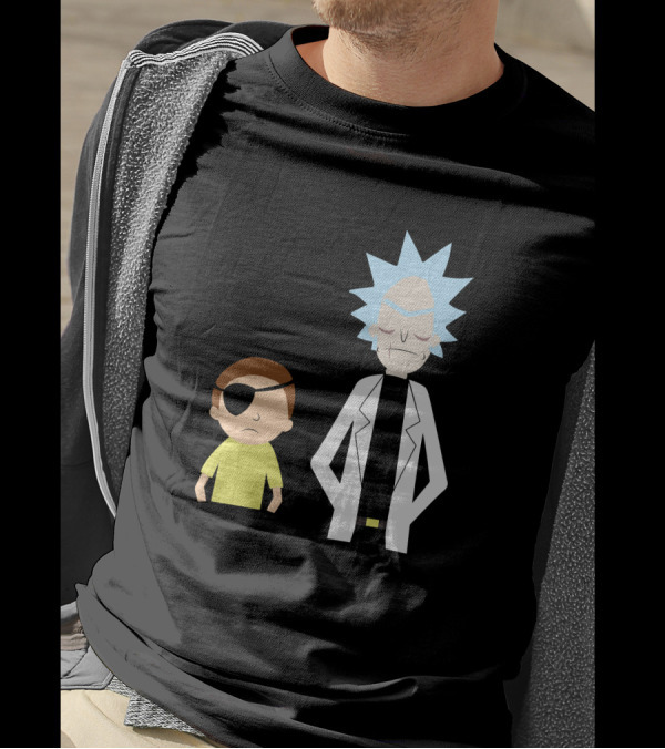 Evil Rick And Morty Characters From Rick And Morty With Eye Patch Morty And Lab Coat Rick T-Shirt