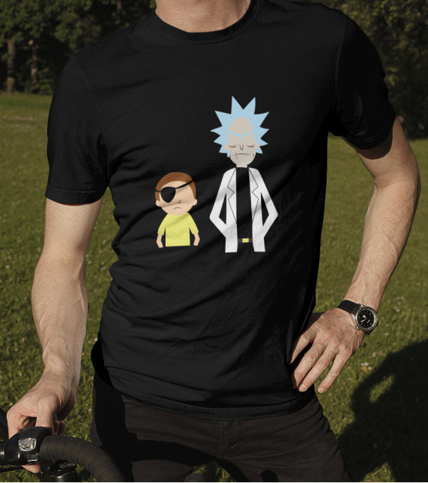 Evil Rick And Morty Characters From Rick And Morty With Eye Patch Morty And Lab Coat Rick T-Shirt