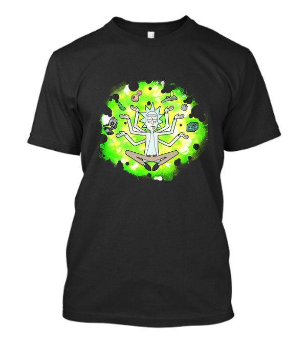 Enlightened Rick Multiverse Yoga Cosmic Green Portal T-Shirt