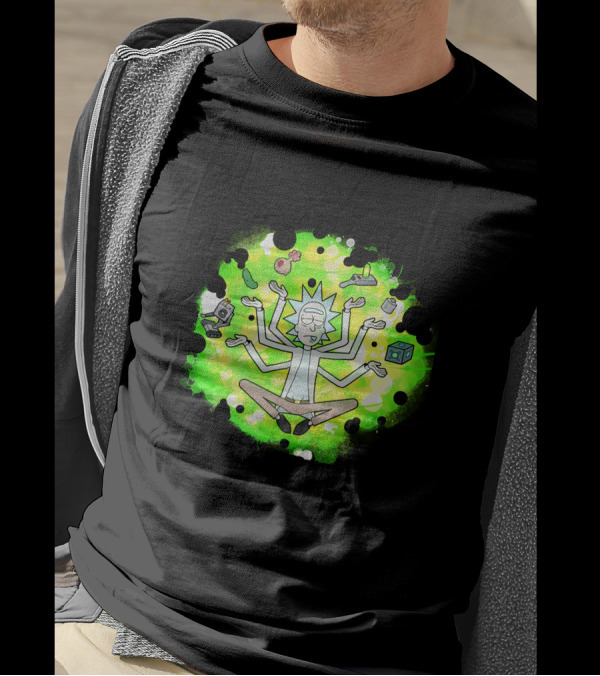 Enlightened Rick Multiverse Yoga Cosmic Green Portal T-Shirt