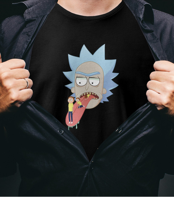 Evolution Of Morty Rick And Morty Head With Multiple Mortys On Tongue T-Shirt