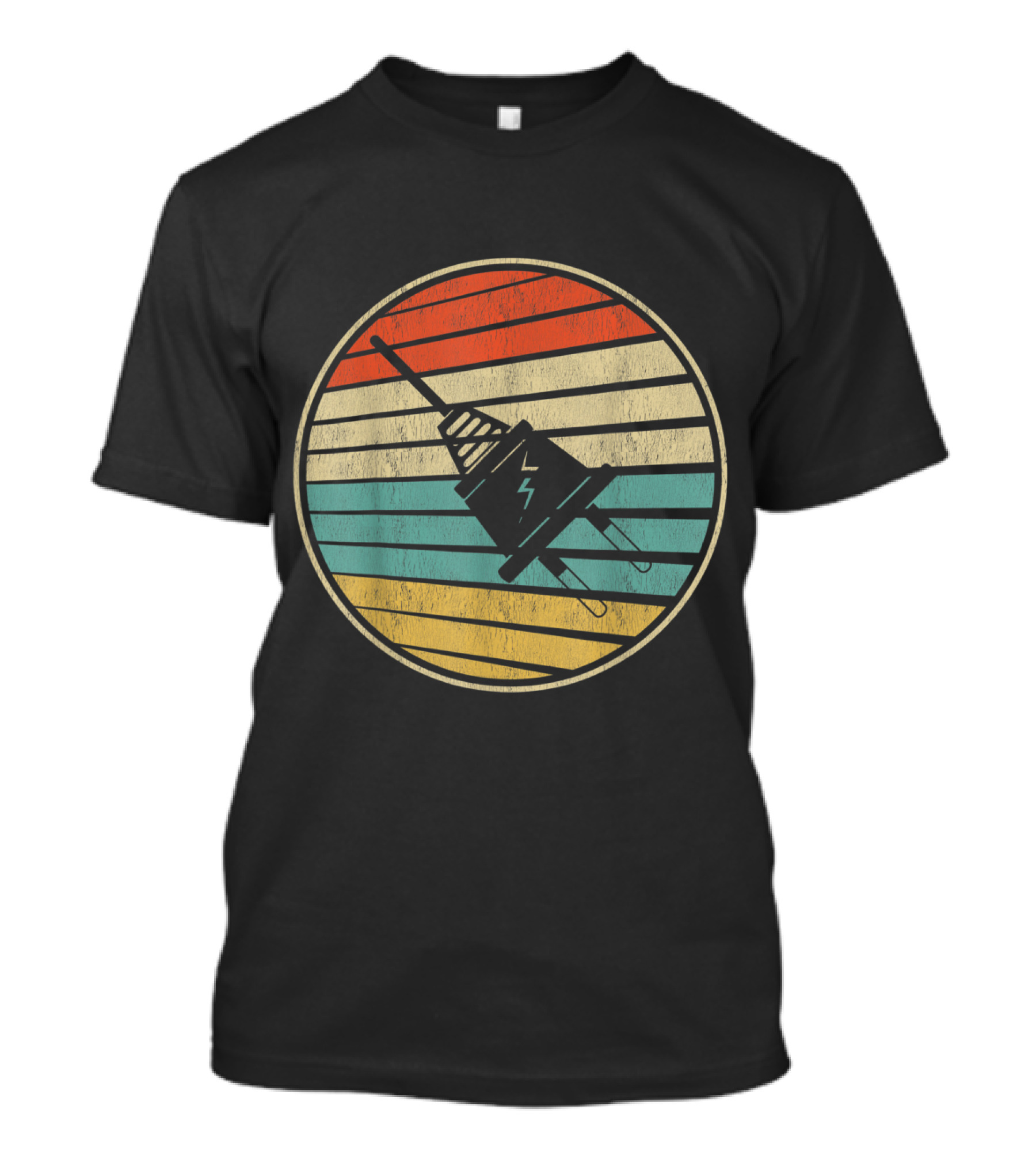 Retro Plug Power Stripes Funny Day T-Shirt