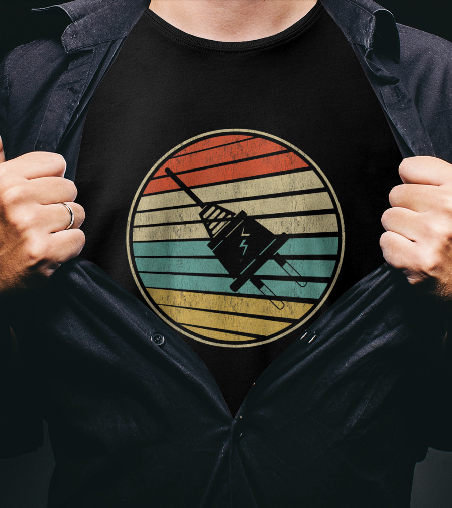 Retro Plug Power Stripes Funny Day T-Shirt