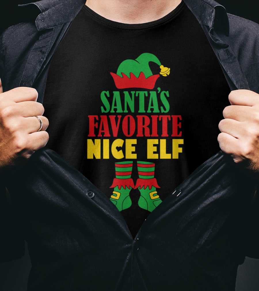 Santa's Favorite Nice Elf Christmas Matching T-Shirt