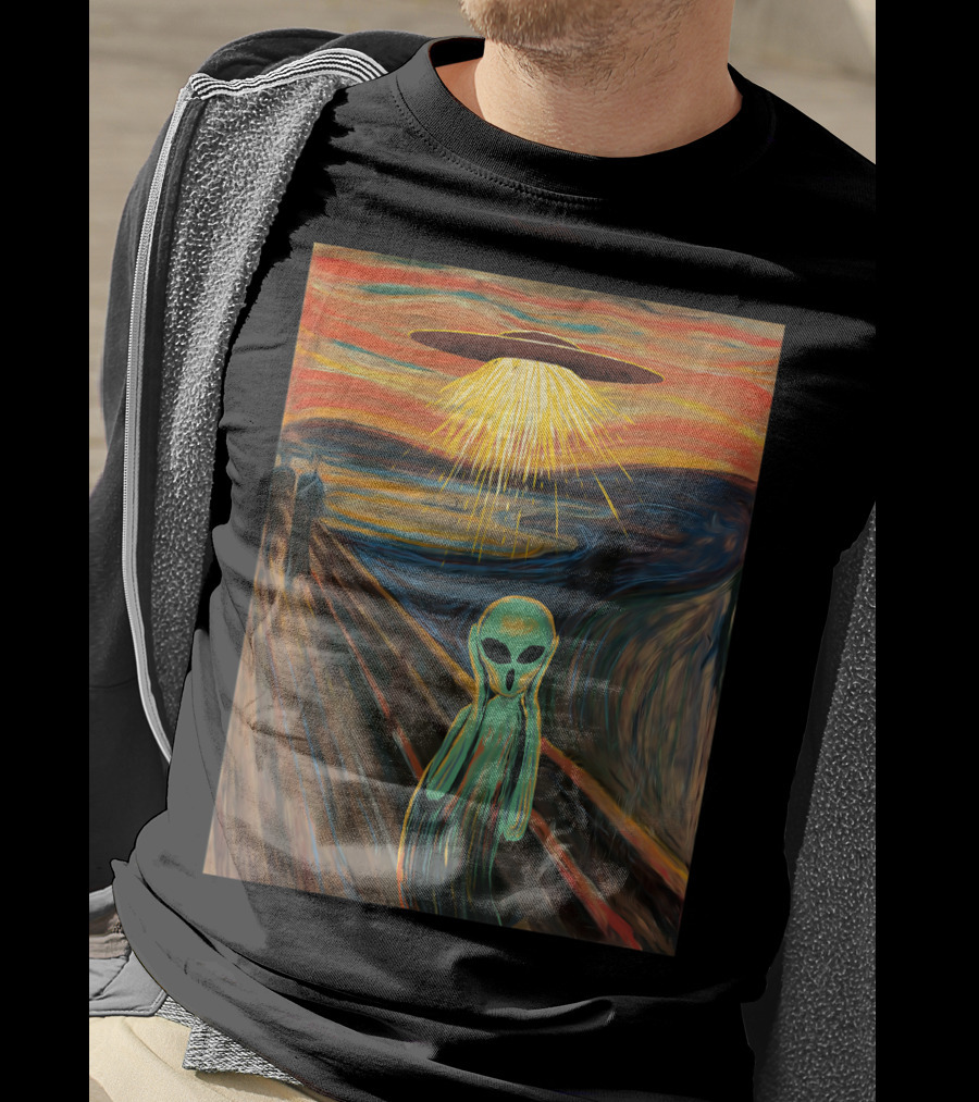 Alien Scream Munch UFO Painting T-Shirt