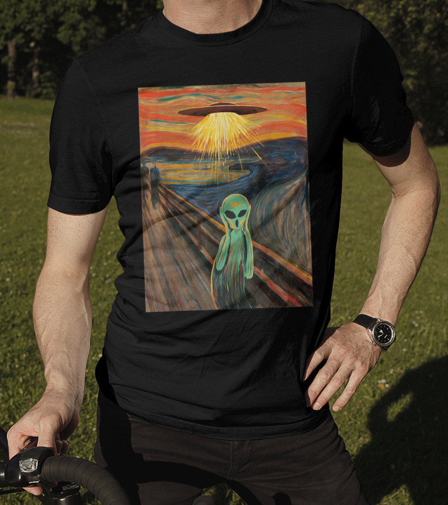 Alien Scream Munch UFO Painting T-Shirt