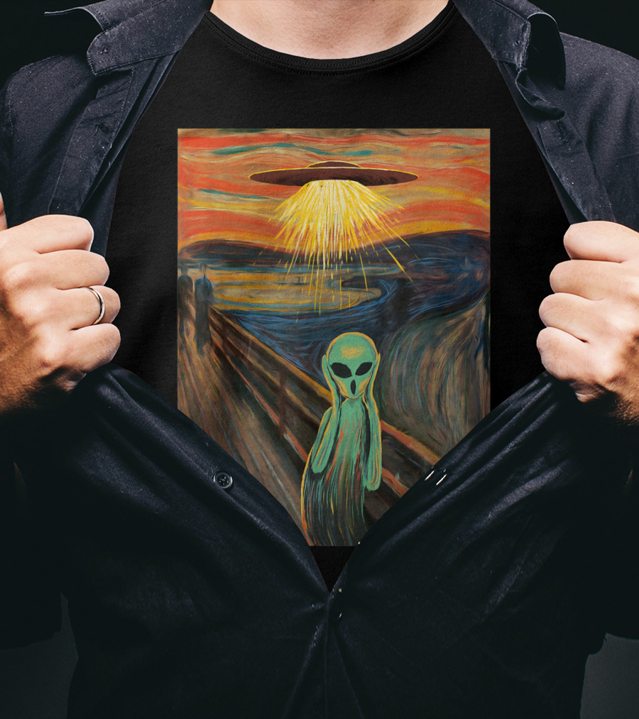 Alien Scream Munch UFO Painting T-Shirt