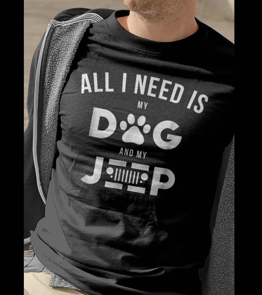 All I Need Is My Dog And My Jeep Paw Print Grill T-Shirt