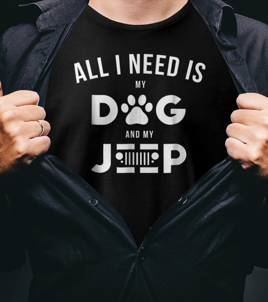 All I Need Is My Dog And My Jeep Paw Print Grill T-Shirt