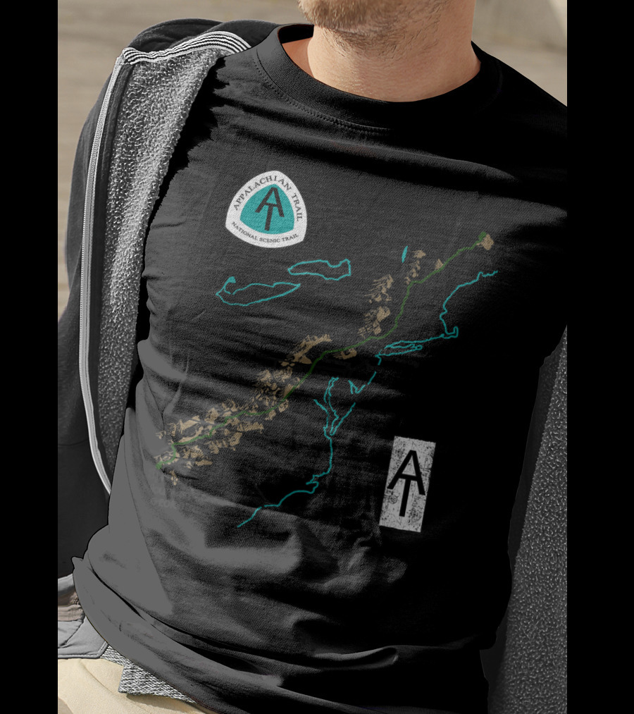 Appalachian Trail National Scenic Trail Map With Mount Katahdin And Springer Mountain T-Shirt