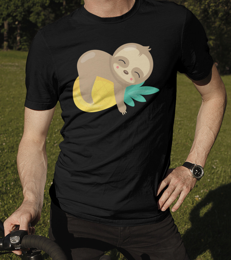 Baby Sloth Sleeping On Pineapple T-Shirt