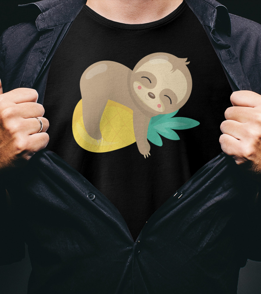Baby Sloth Sleeping On Pineapple T-Shirt