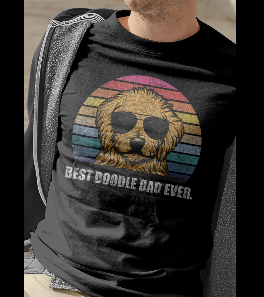 Best Doodle Dad Ever Vintage Style Retro Sunglasses Dog T-Shirt