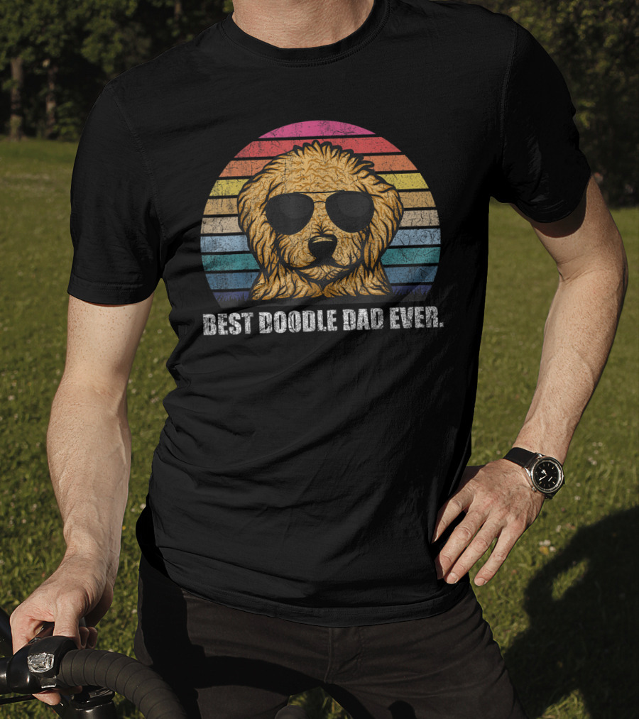 Best Doodle Dad Ever Vintage Style Retro Sunglasses Dog T-Shirt