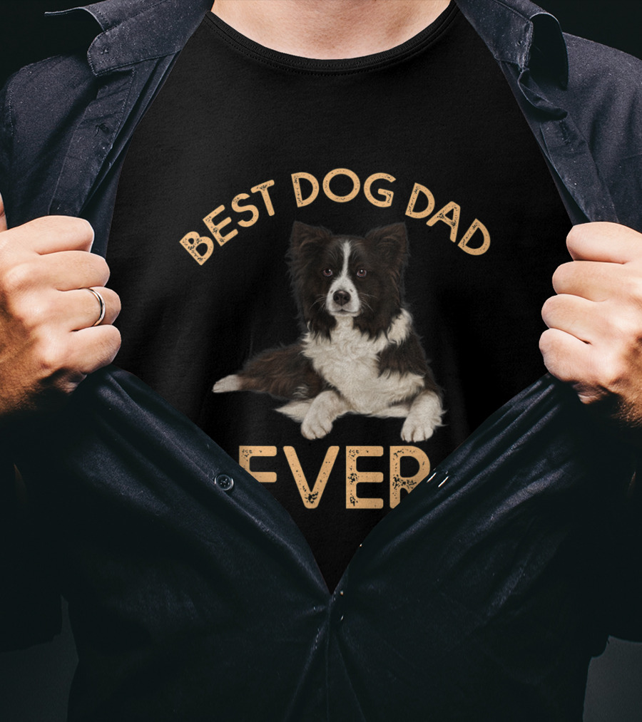 Best Border Collie Dog Dad Ever Paw Prints T-Shirt