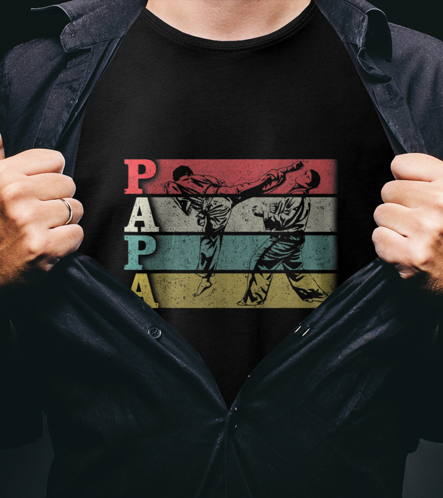 Papa Vintage Karate Dadfathers Day Funny T-Shirt