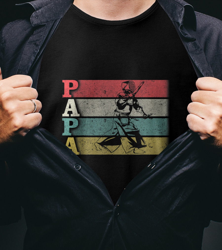 Papa Vintage Kendo Retro Dad Fathers Day T-Shirt