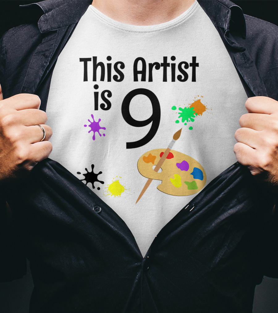 This Artist Is 9 Year Old Painting Birthday Party T-Shirt