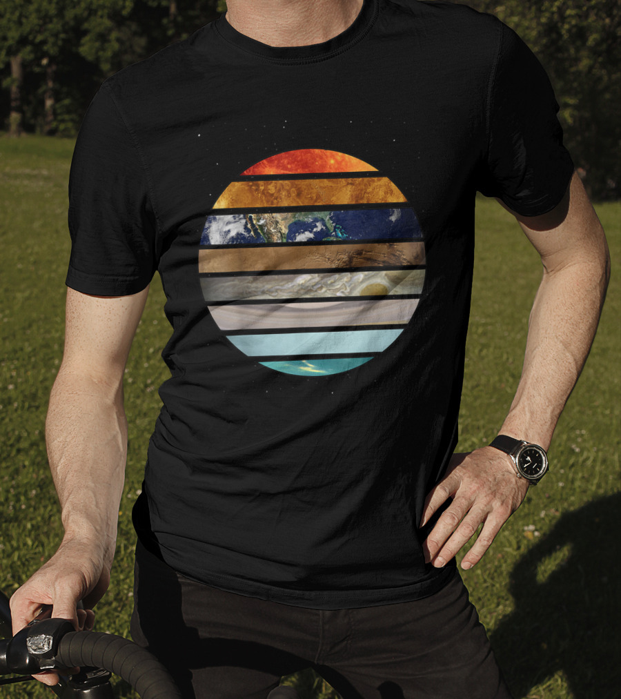 Amazing Planet Great Astronomy Solar System Stripes T-Shirt