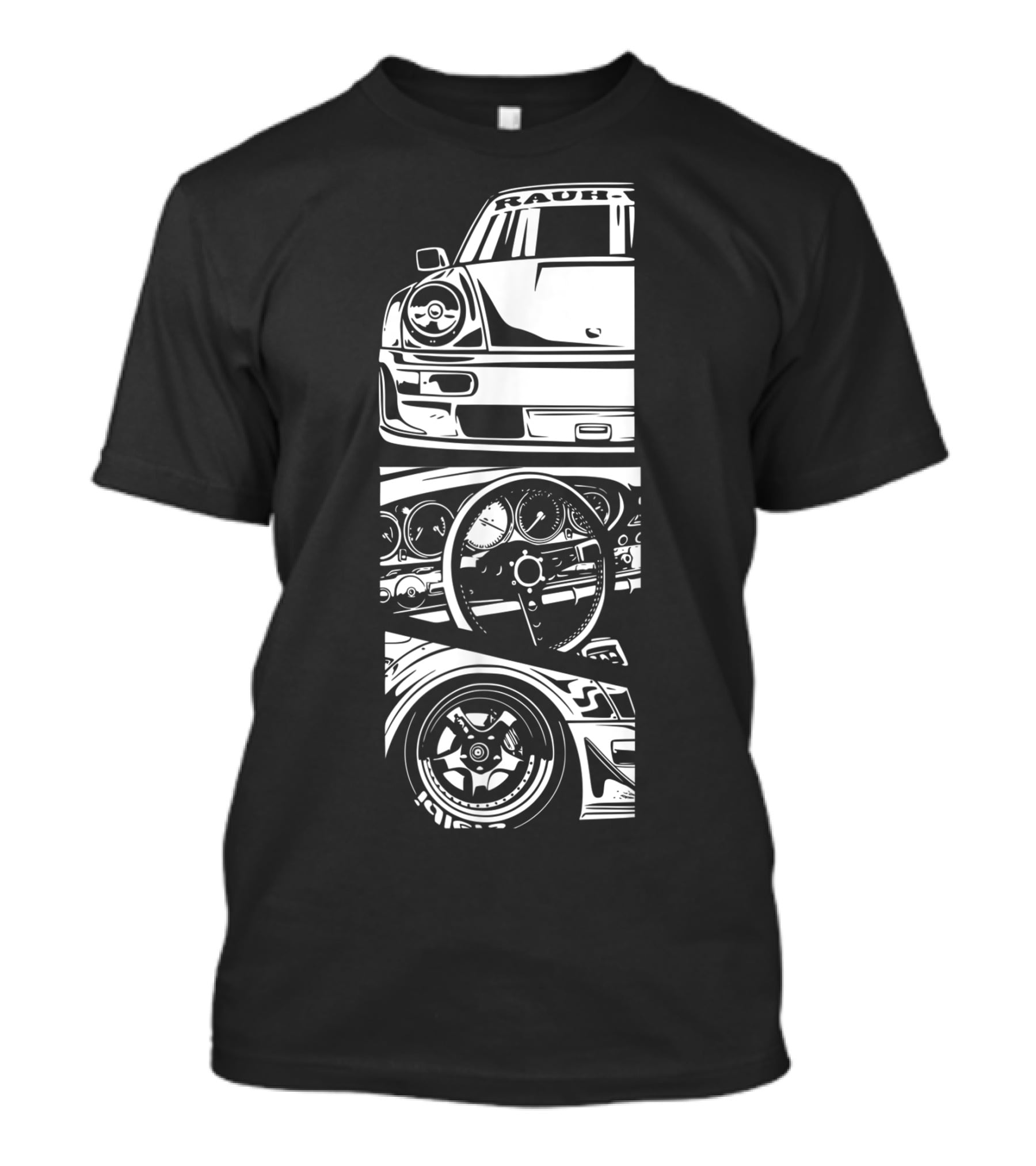 Rauh Welt Begriff German Classic Car Oldtimer Dashboard Wheel T-Shirt