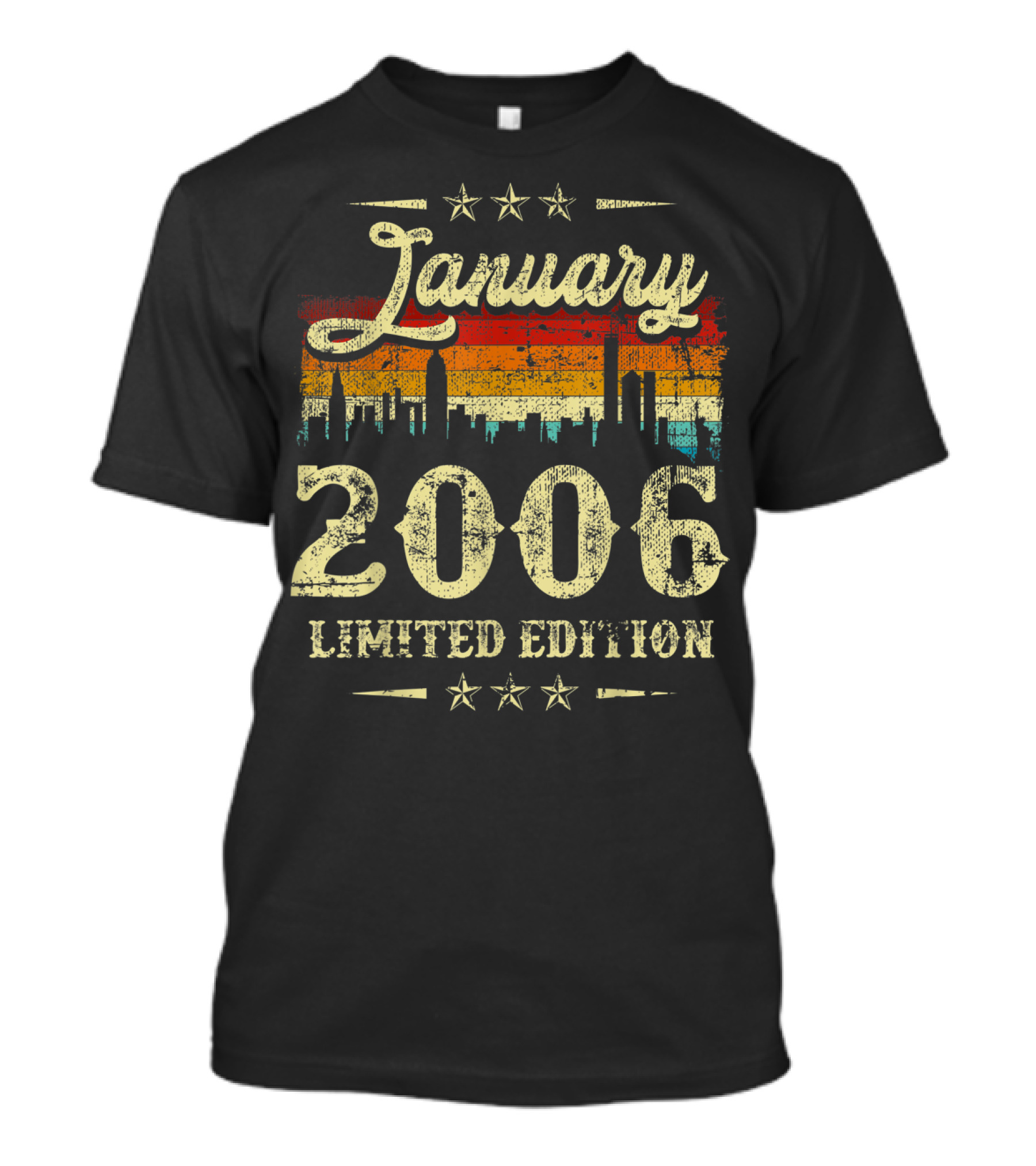January 2006 Vintage Classic Stars Retro City Skyline T-Shirt
