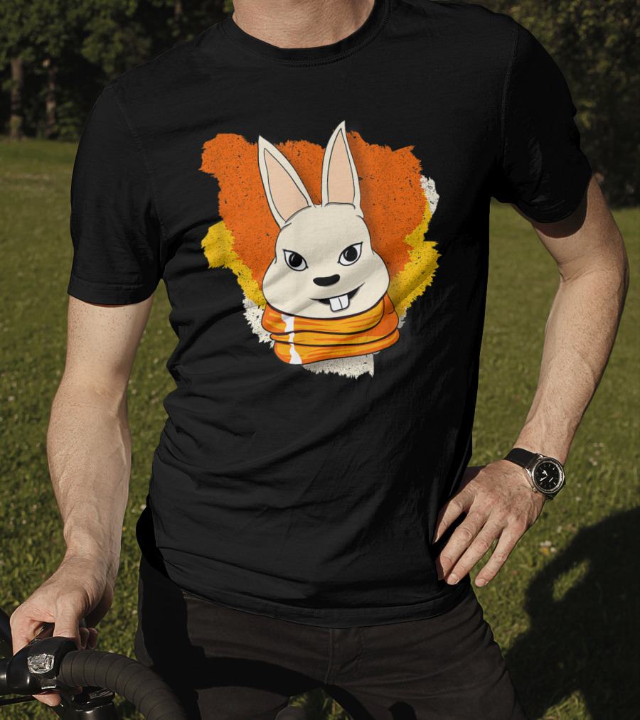 Bunny With Orange Yellow Scarf And Women For Easter T-Shirt